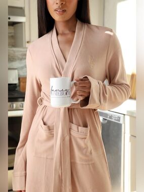 Fancy Homebody Soft Sleep Long Robe - Toffee